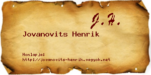 Jovanovits Henrik névjegykártya
